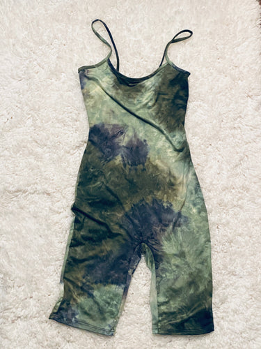 Tie Dye Romper- Olive/Navy