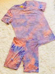 Tie Dye Short Set- Purple/Pink